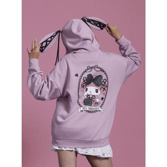 My Melody Lolita Lace 3D Ear Girls Hoodie Plus Size 3 - Picture 3 of 3